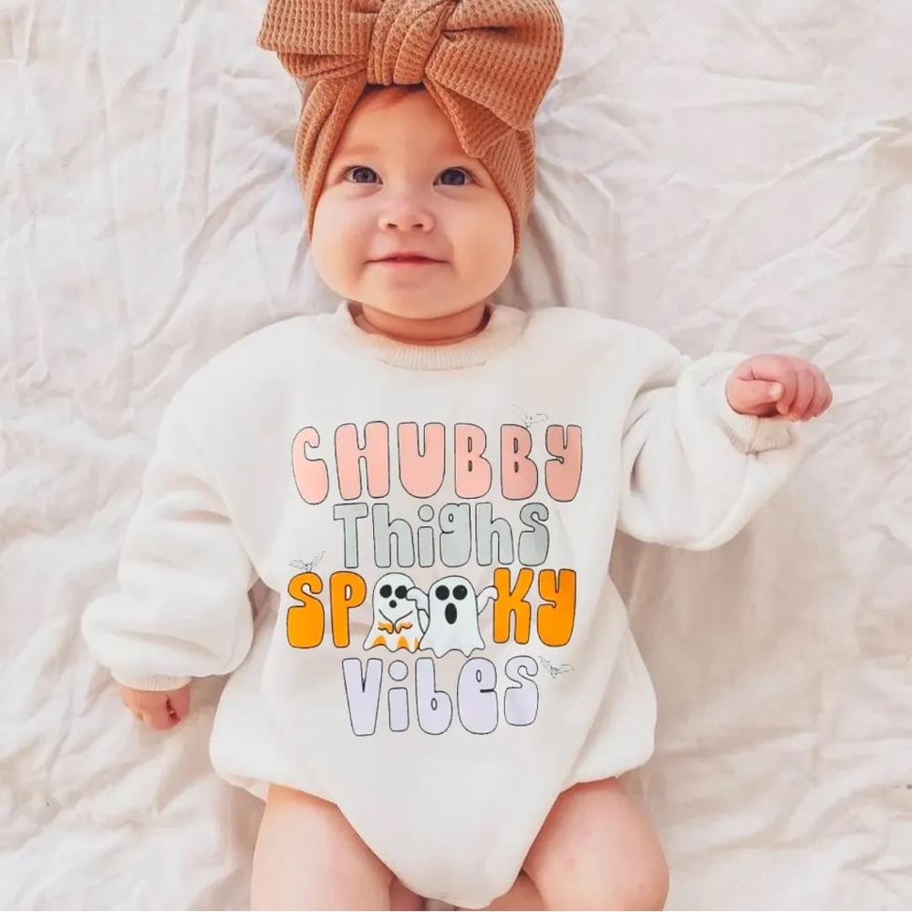 🎃🦇🖤💜👻 Baby Toddler FALL Halloween Sweatshirt Romper 👻🖤💜🦇🎃